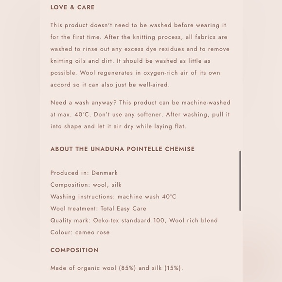 Unaduna / Ziloen chemise pointelle wool/silk - cameo rose - Picture 6 of 6